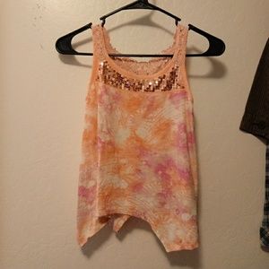 Justice size 8 Orange sequined tank